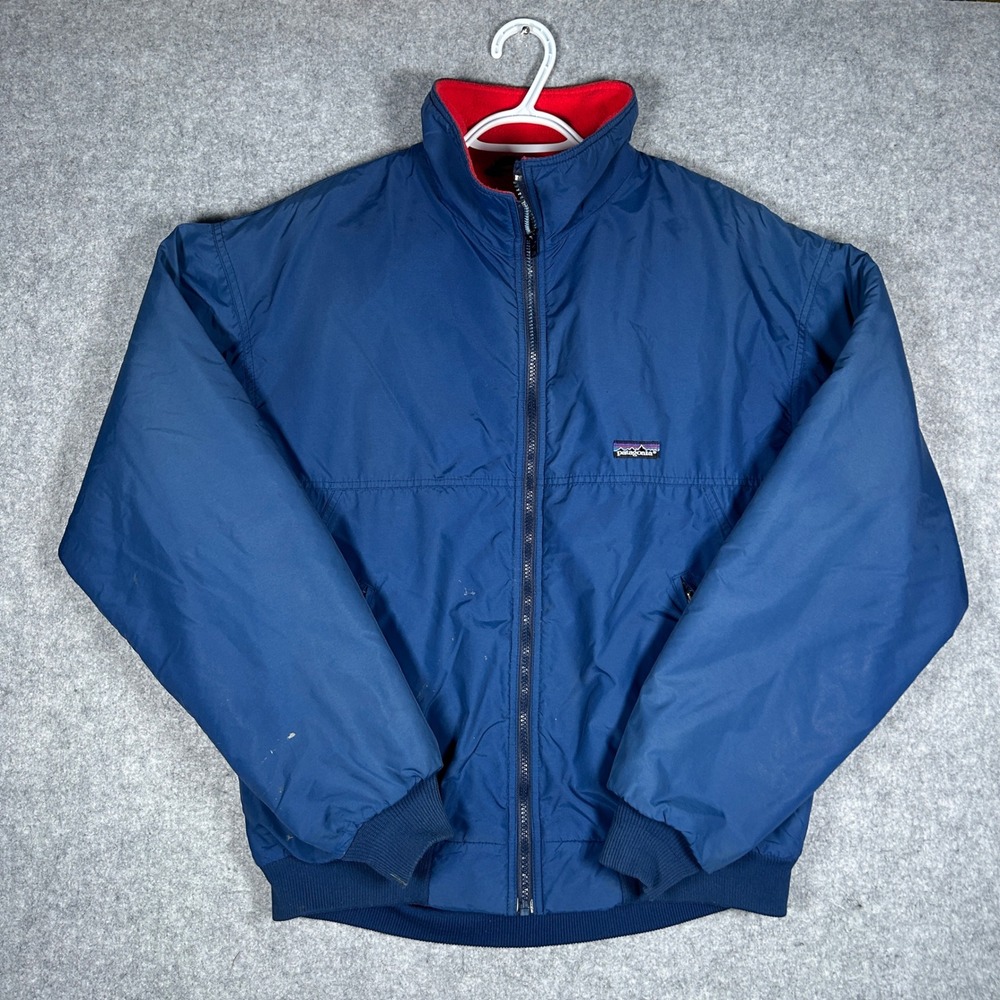 Vintage Patagonia‎ Bomber Jacket Men Large Blue Shell Synchilla Fleece Lined 80s